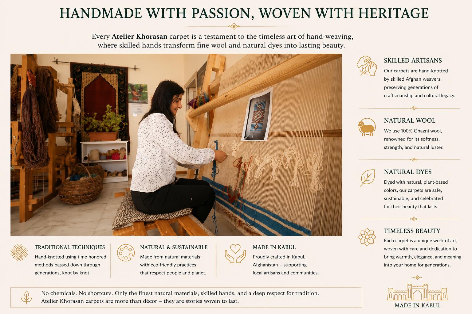 Handmade with passion, woven with heritage — Atelier Khorasan